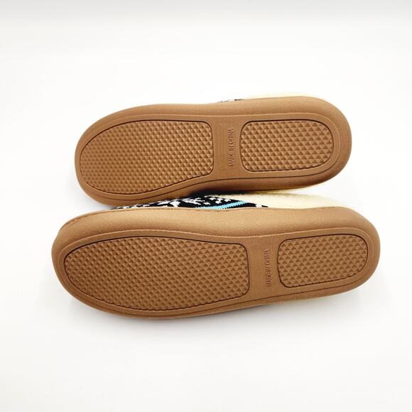 Deer Stags Men's Navy Fair Isle Knit Faux Fur Lodge Slipper Size L / 11-12 - Picture 8 of 8